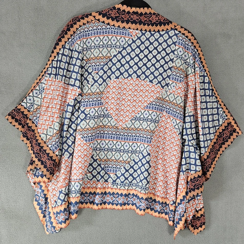 Tolani Collection O/S Kimono Duster Cardigan Boho Open Front Floral & Geometric - Picture 9 of 10